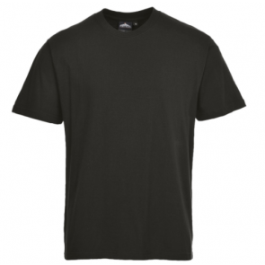 Portwest Mens Gents Turin Premium Cotton Plain UPF rated T-Shirt Top BLACK B195