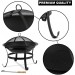  Large Steel Metal Fire Pit for Outdoor Garden Patio Heater Camping Bowl with Lid & Poker , Wood & Coal Burning , Large Black